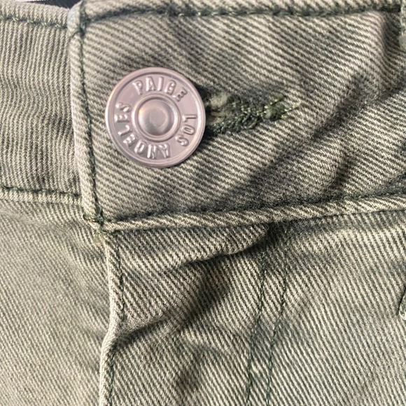 Paige High Rise Raw Hem Straight Leg Jeans Olive Green Size 27 - Picture 4 of 10